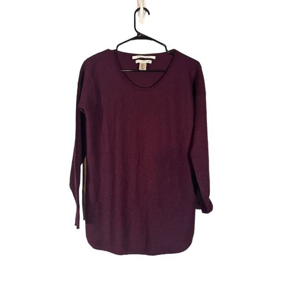 Max Studio Maroon Long Sleeve Scoop Neck Merino Wool Knit Sweater Women Sz L - Picture 1 of 7